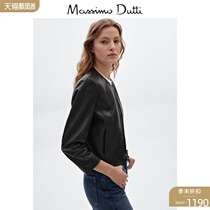 Spring   Summer Discount Massimo Dutti Womens Black Nappa Soft Leather Leather Womens Casual Jacket 04708608800