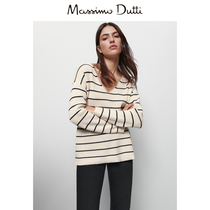 Massimo Dutti Womens Dress 2022 Spring Summer New Pint Casual Version Type V Collar Long Sleeve Loose Stripe Design Sensation Knit Cardigan 05633536712