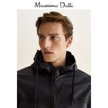 Massimo Dutti Mens Napa Soft Leather Hooded Mens Casual Coat 03317257400