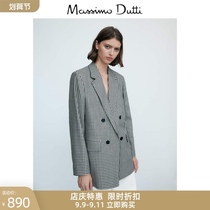 New special Massimo Dutti womens check suit ladies commuter coat 06073773800