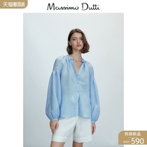 Massimo Dutti womens mall with the same pleated sleeve fashion womens casual blouse 05153621406