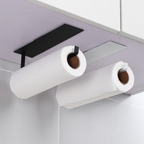 Non-perforated kitchen paper rack Carbon steel cling film storage rack Hook shelf Wall-mounted roll paper towel rack