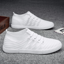 Hon Starred Red Stark Mens Shoes Summer Breathable Net Face Thin White Sloth Man A foot pedal plate Shoe low Help Sailor Cloth Shoes