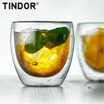 Tindor Tian Dae double heat-resistant glass water cup tea cup tea cup tea cup cold drink cup beer cup single pack