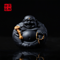 Jinwu charcoal carving Ruyi Maitreya Buddha car living room ornaments porch inside the car activated carbon sculpture atmospheric Buddha statue little monk