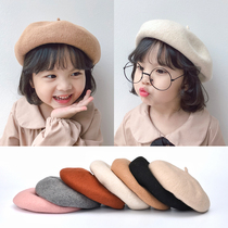 Autumn and Winter Childrens beret female baby retro cashmere princess hat parent-child pumpkin hat little girl top hat