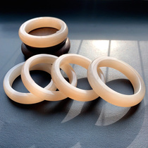 Hetian jade bracelet Qinghai material lotus root powder white jade ash purple powder Blue sugar fat round tire bracelet Natural jade bracelet