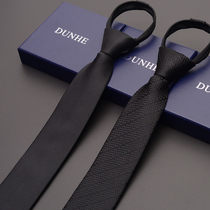 dunhe lazy zipper tie mens and womens Korean version 6cm a pull black zipper tie formal dress easy to pull tide