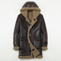 Lapel sheepskin coat Winter Australian original ecological fur one-piece mens thickened hooded jacket Motorcycle