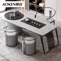 Light luxury high-end rock board tea table and chair combination living room tea table modern simple tea table desk desk one tea table