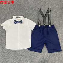 Boys suit strap suit Korean version of childrens host performance dress flower girl dress group purchase primary school uniform autumn