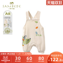 Three Wood Bidi 2021 new spring and autumn boys with pants comfortable sleeveless jumpsuit baby big butt pants