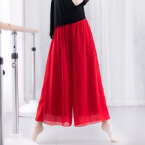 Elegant chiffon dance clothing training pants female adult loose wide leg pants Chinese style dance rhyme classical dance dance costume