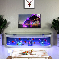  European-style fish tank aquarium household TV cabinet ecological water-free floor-to-ceiling glass bar living room coffee table against the wall
