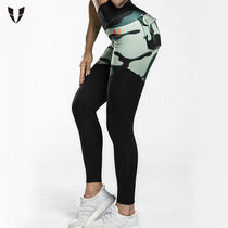 Vest line fitness trousers womens high waist slim lifting hip hip elastic gym camouflage running sweatpants