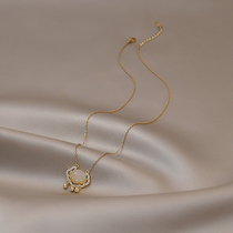 Lao Feng Xiangyun peace lock necklace female summer sterling silver light luxury niche white jade tassel pendant clavicle necklace to send girlfriend