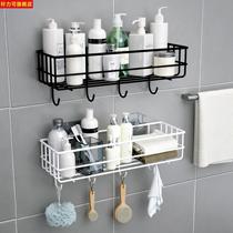 Bathroom non-perforated wrought iron shelf Wall Wall storage artifact kitchen multifunctional with adhesive hook drain rack