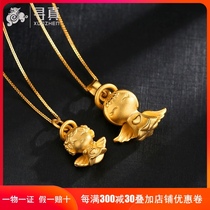 Pure gold pendant 999 pure gold necklace female 3d hard gold little angel baby pendant clavicle chain set chain send girlfriend