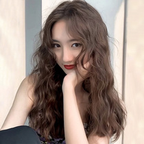 Wig female hair natural full headgear Net red in bangs wool roll French medium long wavy curly hair