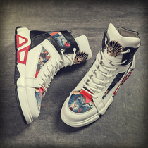 Guochao High mens shoes autumn and winter thick soled Air Force One leather mens boots European station leisure sports Gaobang board shoes