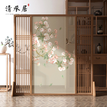 Screen partition living room entrance grille new Chinese flowers and birds entrance barrier solid wood bedroom