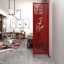 Chinese screen partition wooden simple folding mobile living room entrance wall modern simple hollow carved