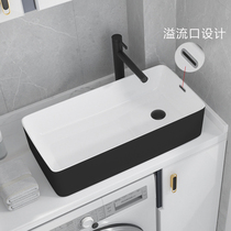 Side water table upper basin balcony ceramic wash basin household wash basin black partial mouth with overflow hole