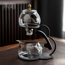 Heyang Yunlong semi-automatic tea set Kung fu lazy tea set Household glass simple magnetic tea pot