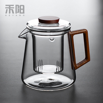 Heyang high temperature resistant thickened glass teapot with filter Household teapot Wooden handle Teapot set cooking teapot
