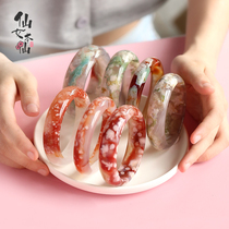 Fairy Ben Xian natural cherry blossom agate bracelet Lady crystal high ice through ice seed Green hand string live room pick up leak