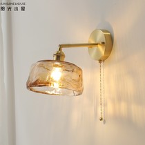Japanese Nordic Modern Simple Brass retro literature and art Entrance aisle Bedroom Dining room Study Bedside Balcony Wall lamp