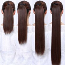 Pony-tailed real hair female ultra-light beauty wig female long straight hair braid imitation tie fake wig film realistic