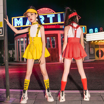 Childrens hip-hop cheerleading performance suit Girls jazz dance short skirt performance suit Childrens summer short-sleeved tide suit suit