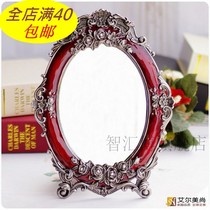 Wedding mirror red bride red pair of female makeup mirror desktop wedding supplies dowry Princess dressing mirror to mirror
