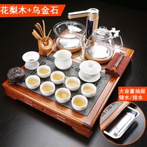 Rosewood tea set set household drawer type water storage set gift high-end small automatic black gold stone tea tray