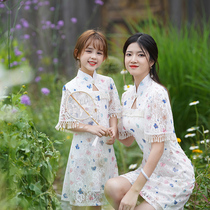 Parent-child Qipao Summer China Wind Improvement Mother Woman Dress Short Sleeve Dress With Slim Girl Foreign Air Tang Dress Rehearsal