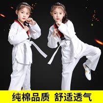 Pure cotton summer childrens taekwondo clothes Summer clothes College students men and women platform boxing clothes Beginner training clothes