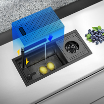 Niloschd country hidden bar black invisible hand cup washer sink 304 stainless steel small vegetable wash basin