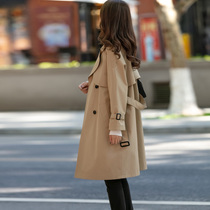 Windbreaker womens mid-length small 2022 new spring and autumn coat popular British style temperament khaki coat