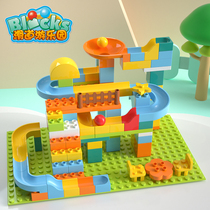 Ferro big particles Childrens puzzle force assembly building blocks Men and women childrens ball slide track amusement park building blocks