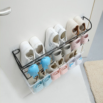 Simple door shoe cabinet mop rack wall-mounted door rear wall shoes storage artifact dormitory artifact put shoe shelf