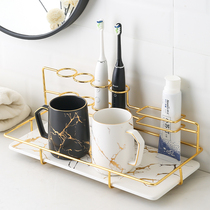 Simple Nordic ceramic couple electric toothbrush cup mouthwash cup set Home bathroom wash storage shelf