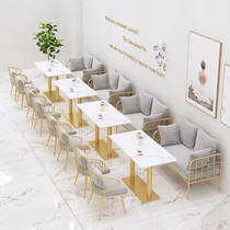 Coffee shop against the wall card seat sofa cake shop bakery dessert shop restaurant Net red milk tea shop table and chair combination