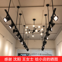 Two-wire 2m 15m 1m track strip spotlight led track light Clothing store boom Telescopic long rod suspension bridge