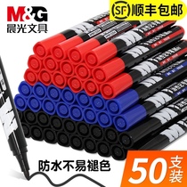 Chenguang marker pen black thick head red blue oily waterproof not easy to fade Express big head pen wholesale quick-drying large capacity marker pen color hook pen check-in pen Office supplies 2204