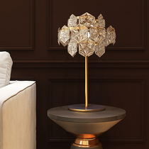 Postmodern simple light luxury Nordic all copper American crystal living room bedroom bedside lamp Villa study creative table lamp