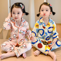 Cotton childrens girls pajamas spring and autumn girls princesses cardigans childrens babies home clothing sets