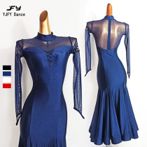 YJFY modern dance dress adult temperament high collar mesh long sleeve modern practice dress fish bone big dress T008