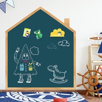  Wood grain border blackboard wall sticker comes with magnetic non-hurting wall removable glue office writing blackboard whiteboard teaching graffiti wall film Childrens household thickening rewritable white version of the wall without trace repeated paste