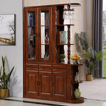 Rubber solid wood door decoration storage entrance Living room partition screen storage Modern Chinese room wine cabinet 1 35